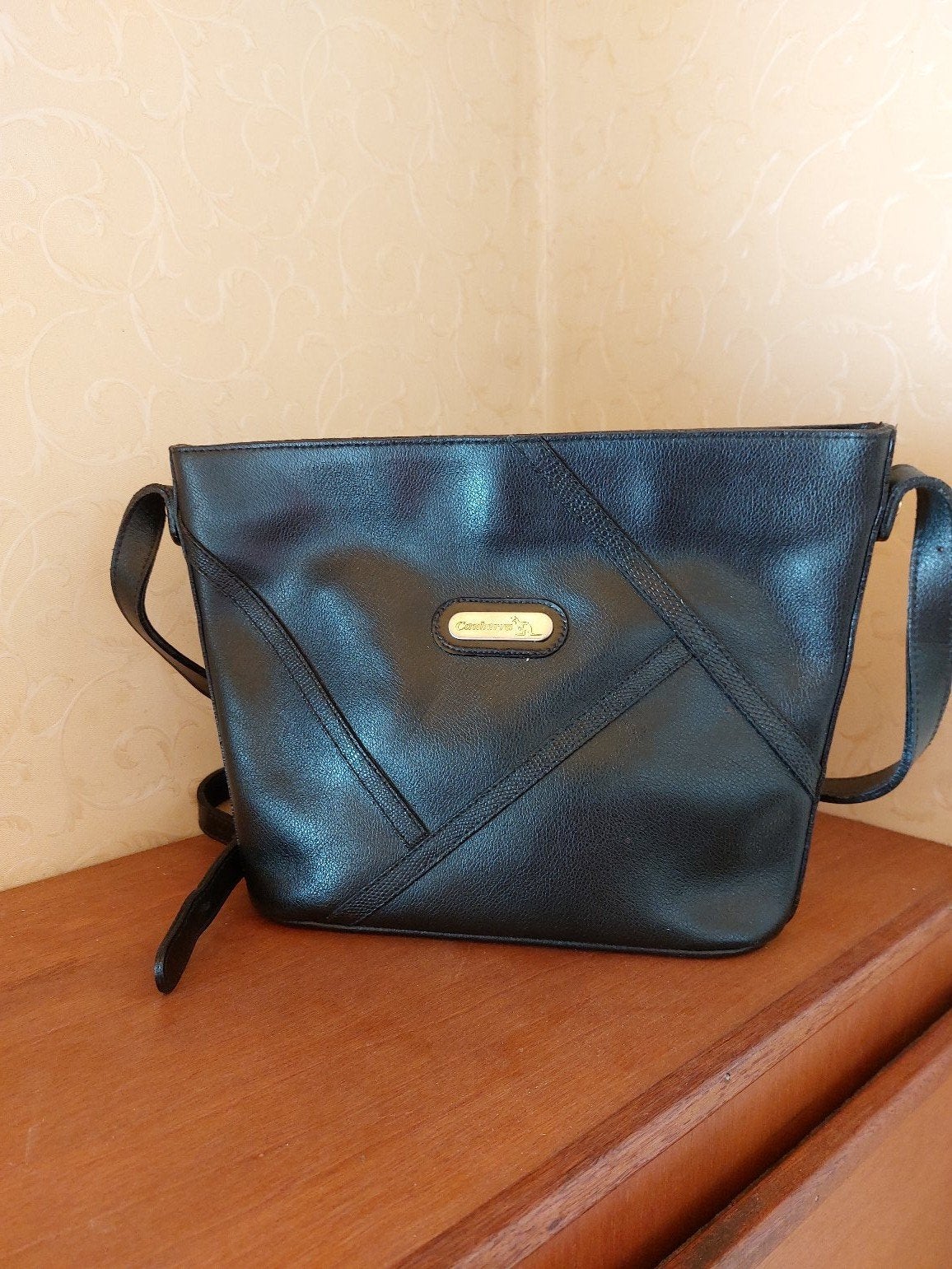 Sac à main en cuir Canberra, Enlèvement, Noir, Sac à main