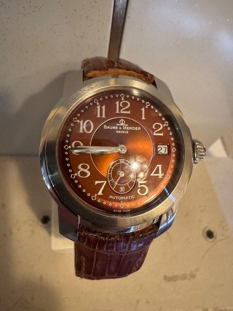 Baume et Mercier horloge Capeland 39mm bruin automaat, Handtassen en Accessoires, Overige Accessoires, Ophalen of Verzenden, Gebruikt