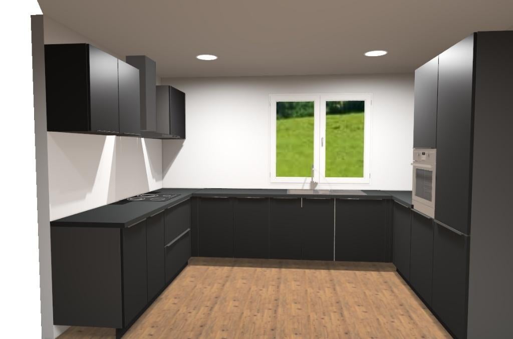 Cuisines supers équipées (2 Pièces), Ophalen, U-keuken, Overige materialen, Zwart