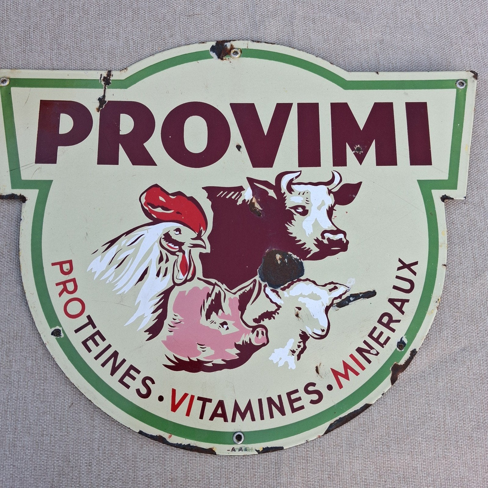 vintage emaille reclamebord PROVIMI, Ophalen of Verzenden, Gebruikt, Reclamebord