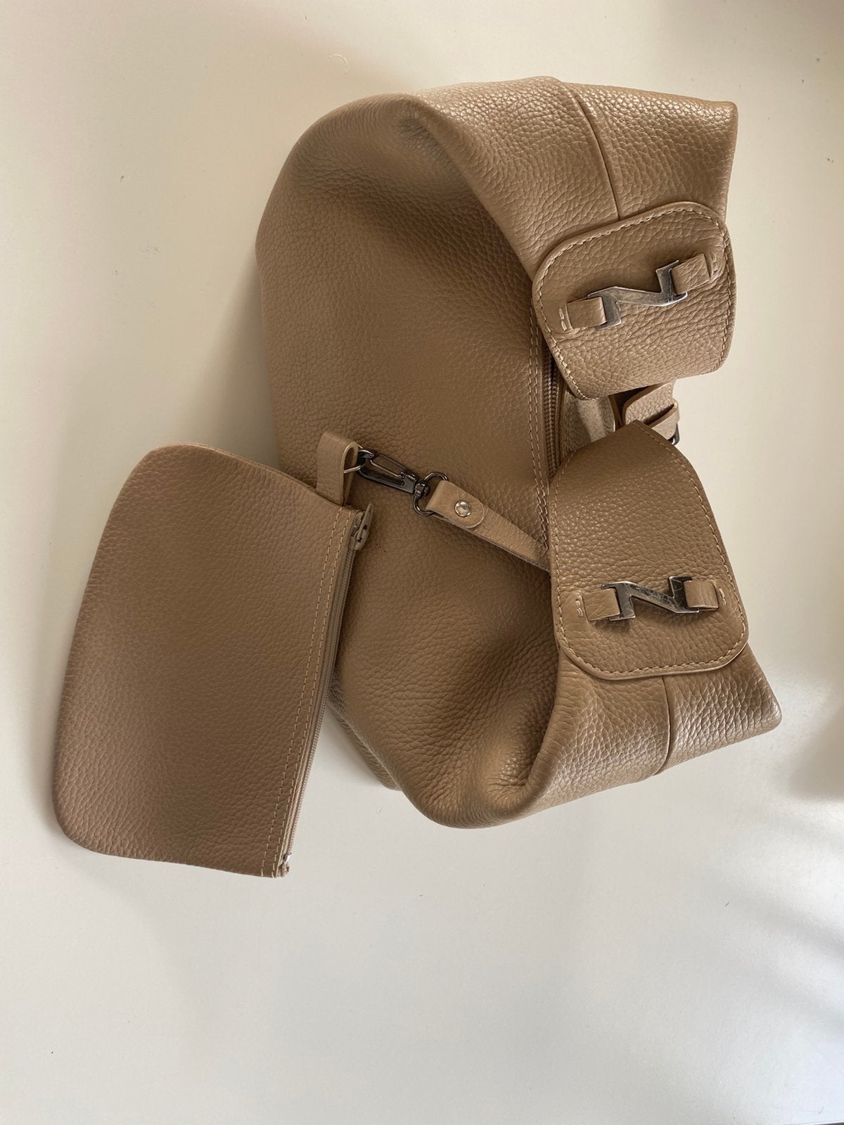 Handtas Nathan beige, Handtassen en Accessoires, Ophalen, Zo goed als nieuw, Beige, Handtas