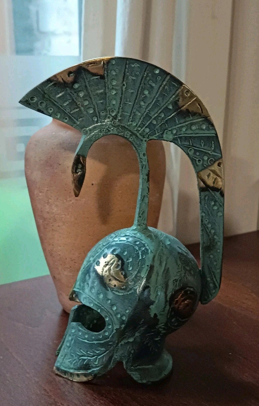 Cloche de table.Casque Grec Vintage, 17 cm, Enlèvement ou Envoi, Massif, Métal