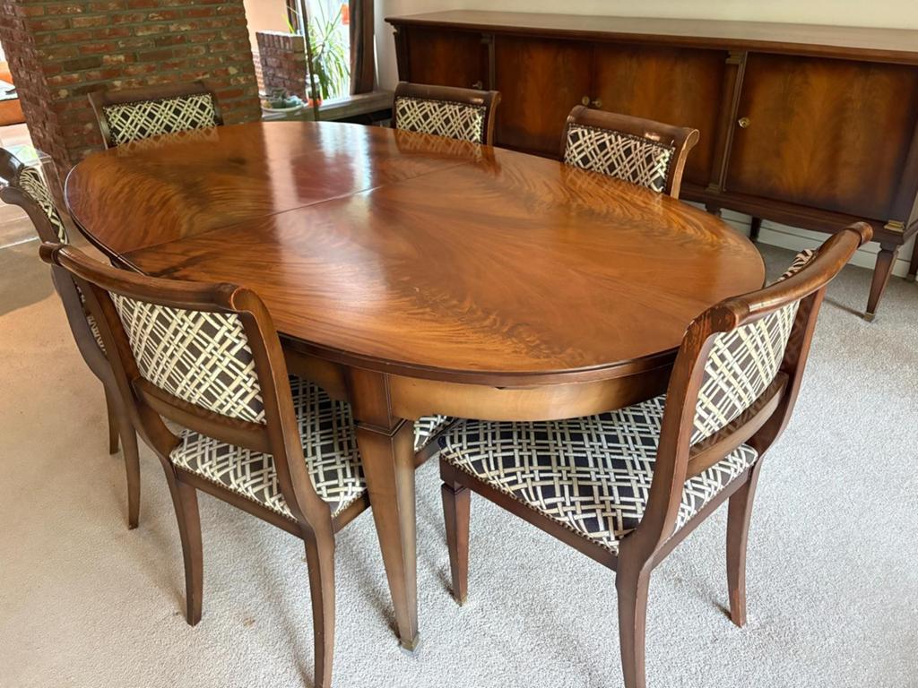 Mid-century eetkamer in Empire stijl in acajou hout, Enlèvement