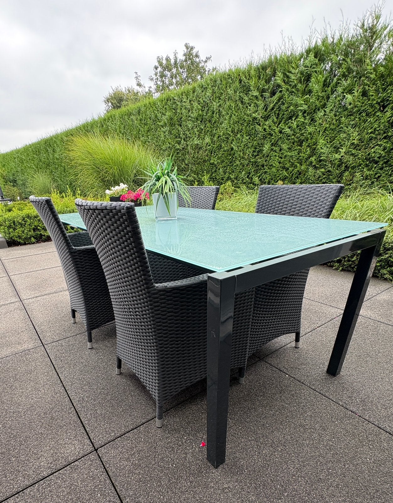 Tafel voor buiten of binnen met 4 buitenstoelen, Tuin en Terras, Tuinsets en Loungesets, Ophalen, Overige materialen, Gebruikt