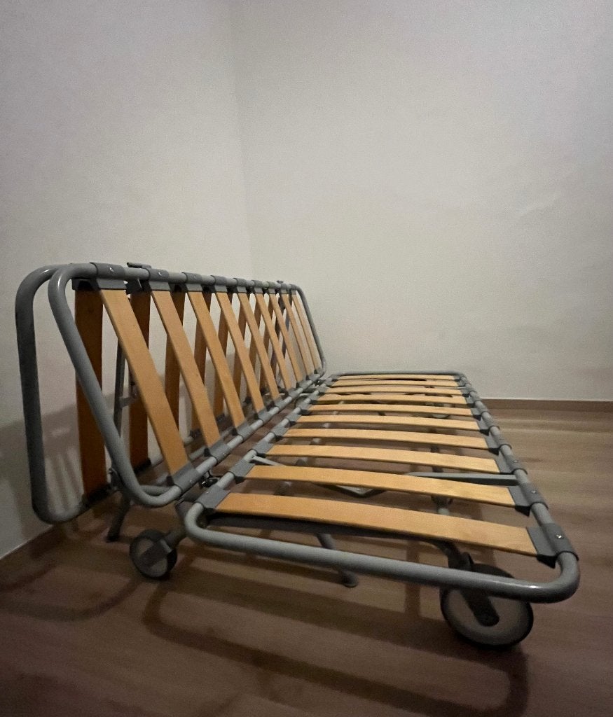 Bedonderstel / zetelbed / IKEA PS, Gris, Queen size, 140 cm, Enlèvement