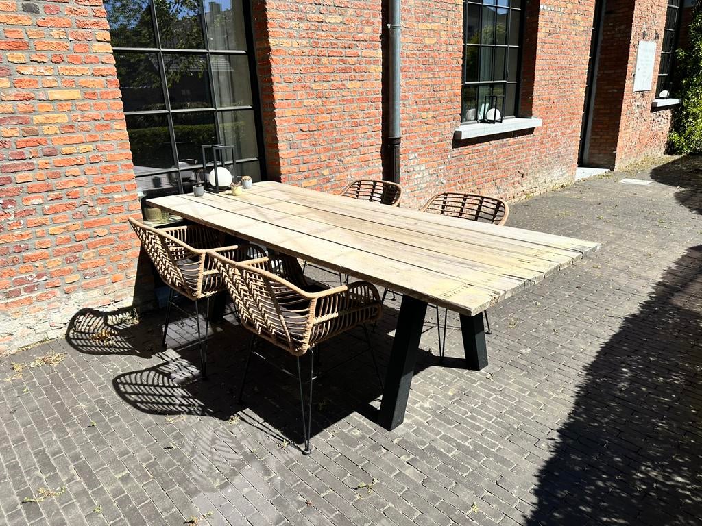 Tuintafel met 4 stoelen, Tuin en Terras, Ophalen, Zo goed als nieuw