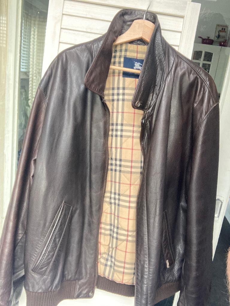 Burberry leren jas XL, Bruin, Maat 56/58 (XL), Ophalen of Verzenden, Gedragen