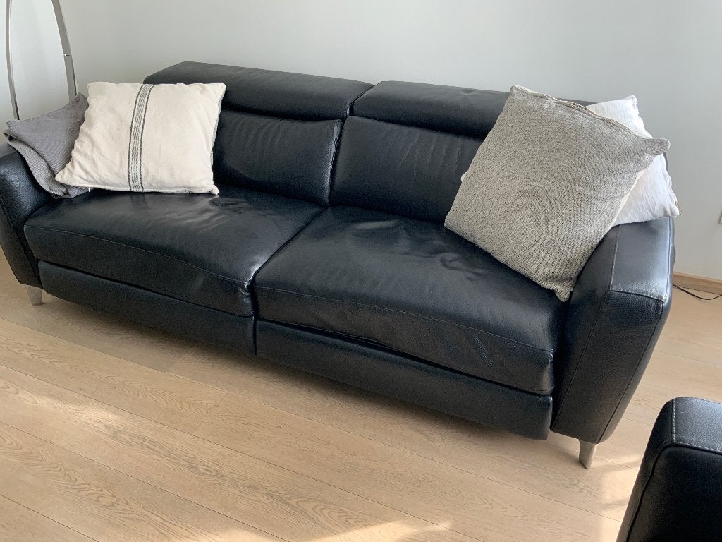 Sofa 3-zit met 2 elektrische relaxen Natuzzi Italia, Ophalen, Gebruikt, Driepersoons, Leer