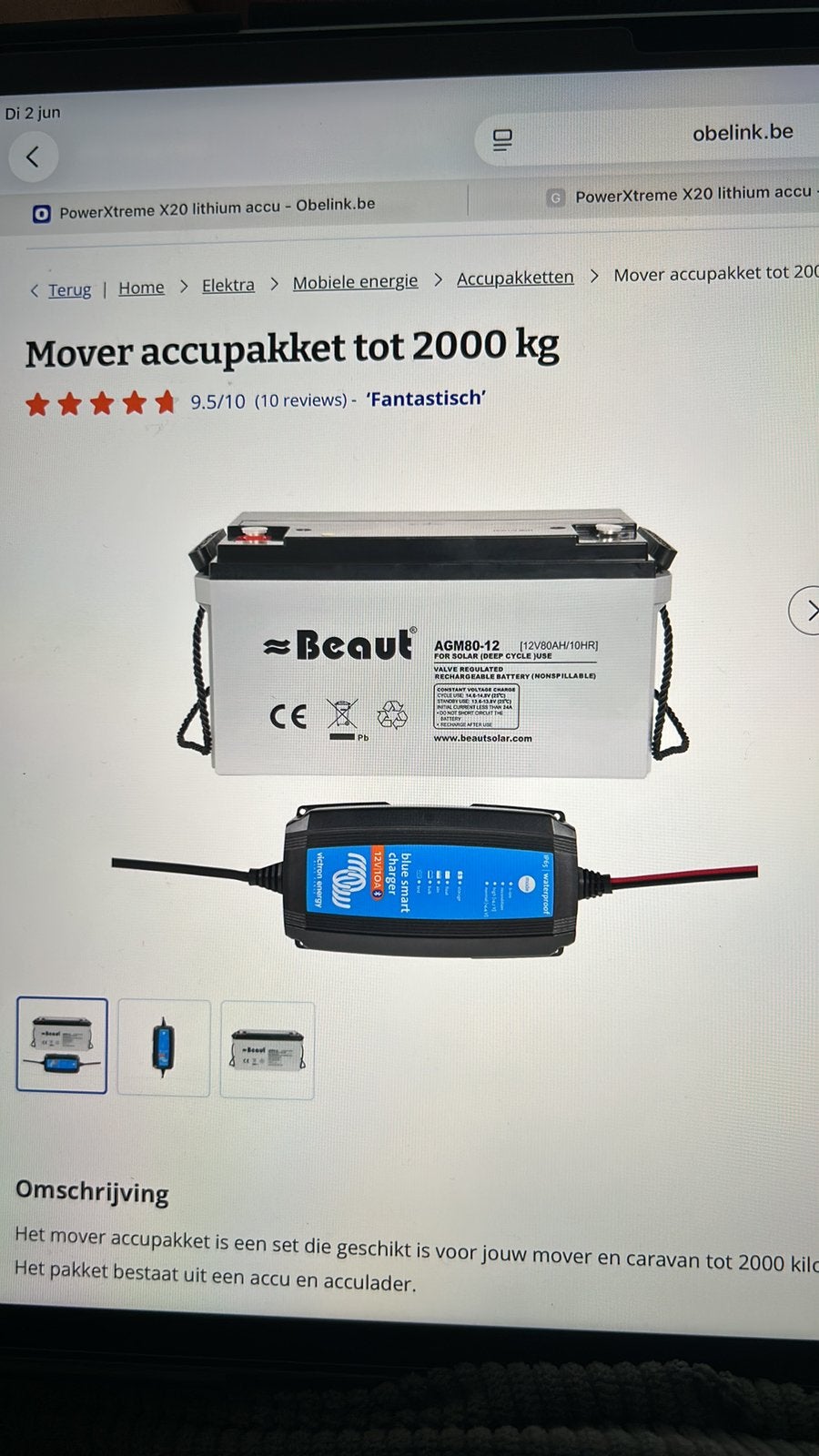 Beaut mover Accupakket tot 2000kg, Caravans en Kamperen, Caravanaccessoires, Ophalen, Zo goed als nieuw