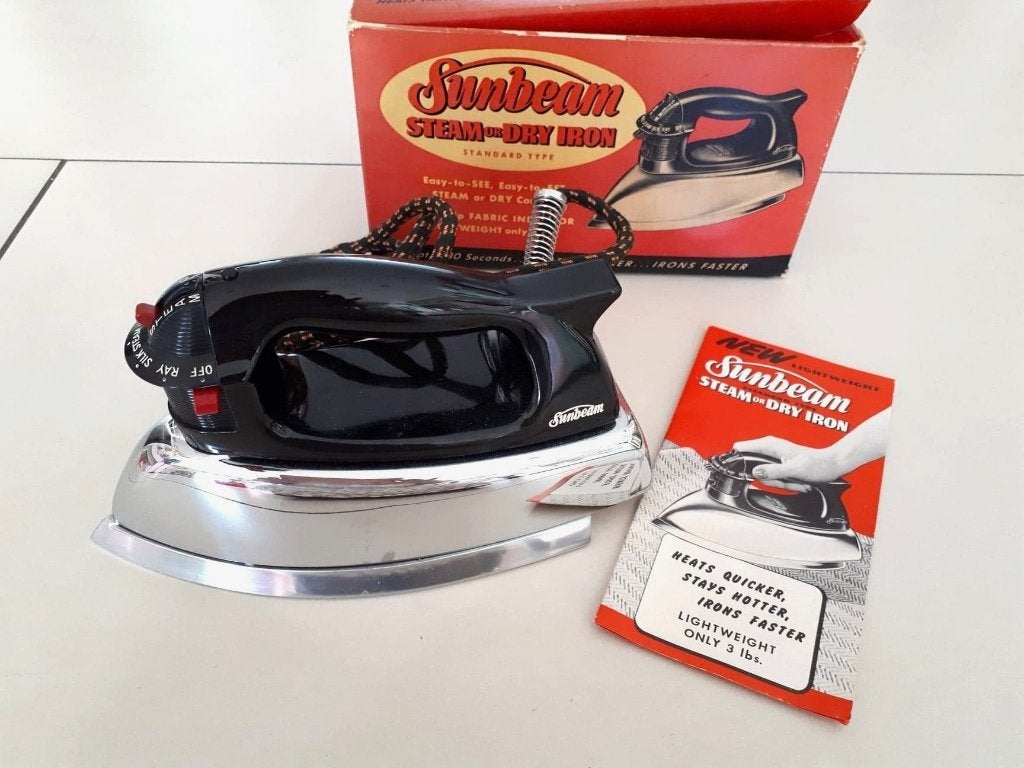 Vintage  Sunbeam stoomstrijkijzer, Ophalen of Verzenden, Zo goed als nieuw