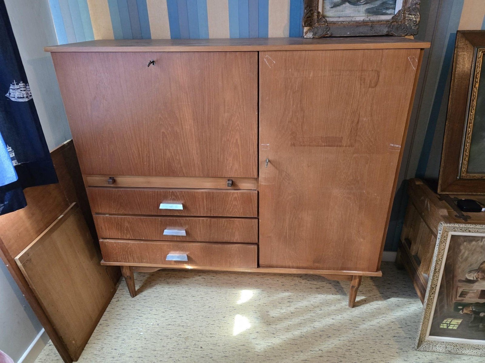 Complete vintage/mid-century houten slaapkamerset, Huis en Inrichting, Ophalen