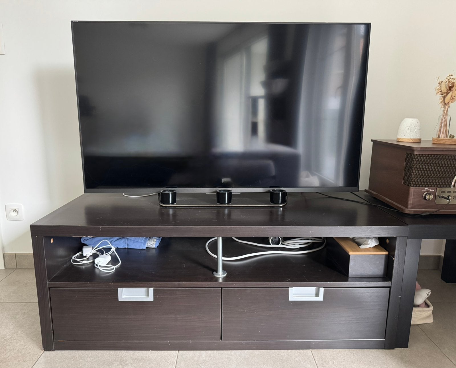 TV-meubel - donkerbruin - GRATIS - 120x60x45cm, Ophalen, Gebruikt, 100 tot 150 cm, Minder dan 100 cm