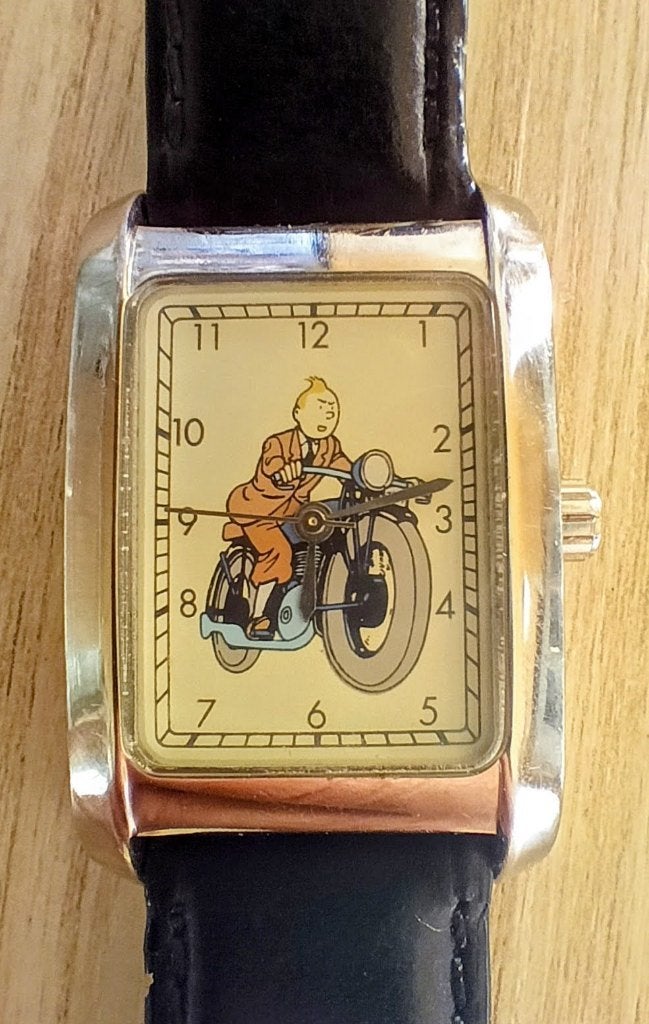 Tintin horloge in nieuwstaat, geheel origineel, Handtassen en Accessoires, Horloges | Heren, Overige merken, Leer, Polshorloge