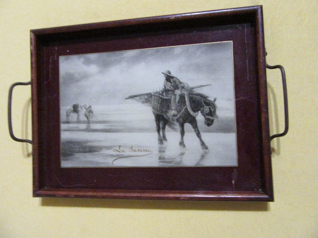 ancien plateau la panne pécheur de crevettes à cheval, Maison & Meubles, Accessoires pour la Maison | Autre, Utilisé, Enlèvement