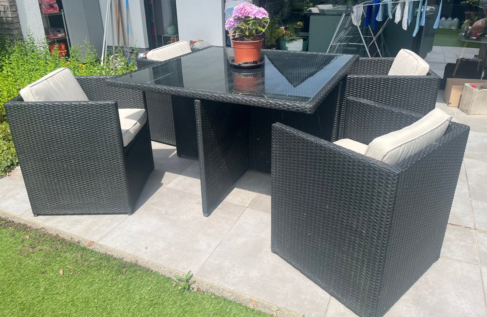 Tuinset met kussens, Tuin en Terras, Tuinsets en Loungesets, Ophalen, Zo goed als nieuw, Stoel, Tuinset