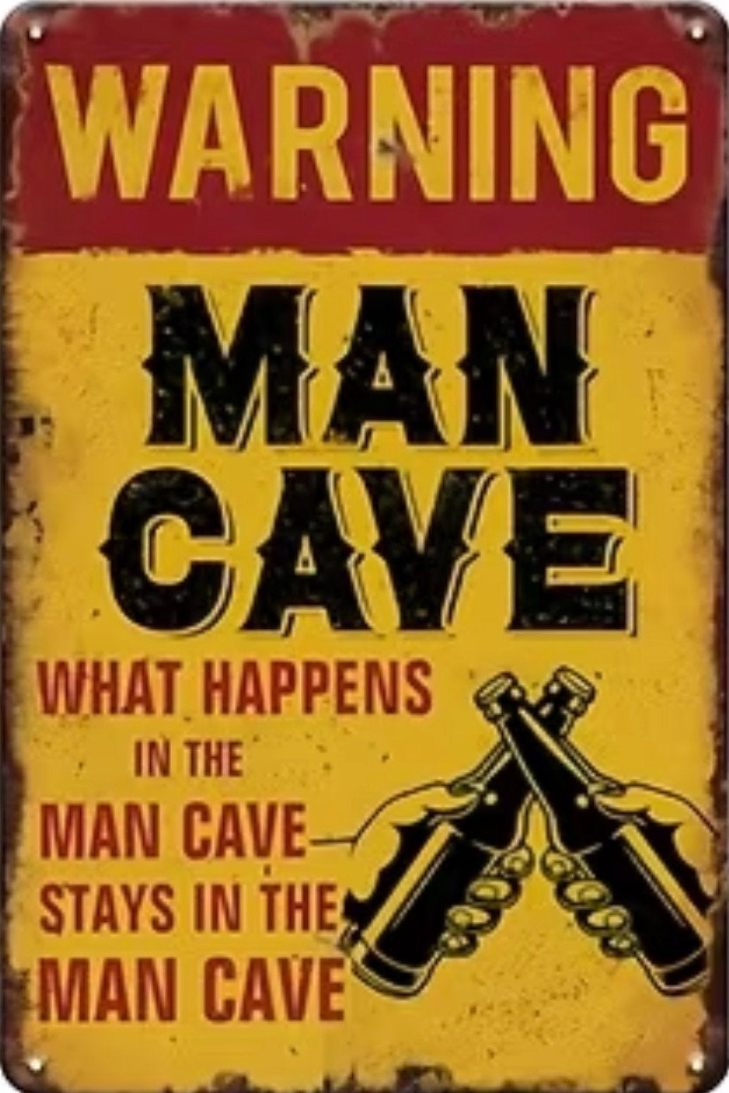 Metalen reclamebord Warning mancave - retro vintage mancave, Metaal, 20 cm, Nieuw, Ophalen of Verzenden