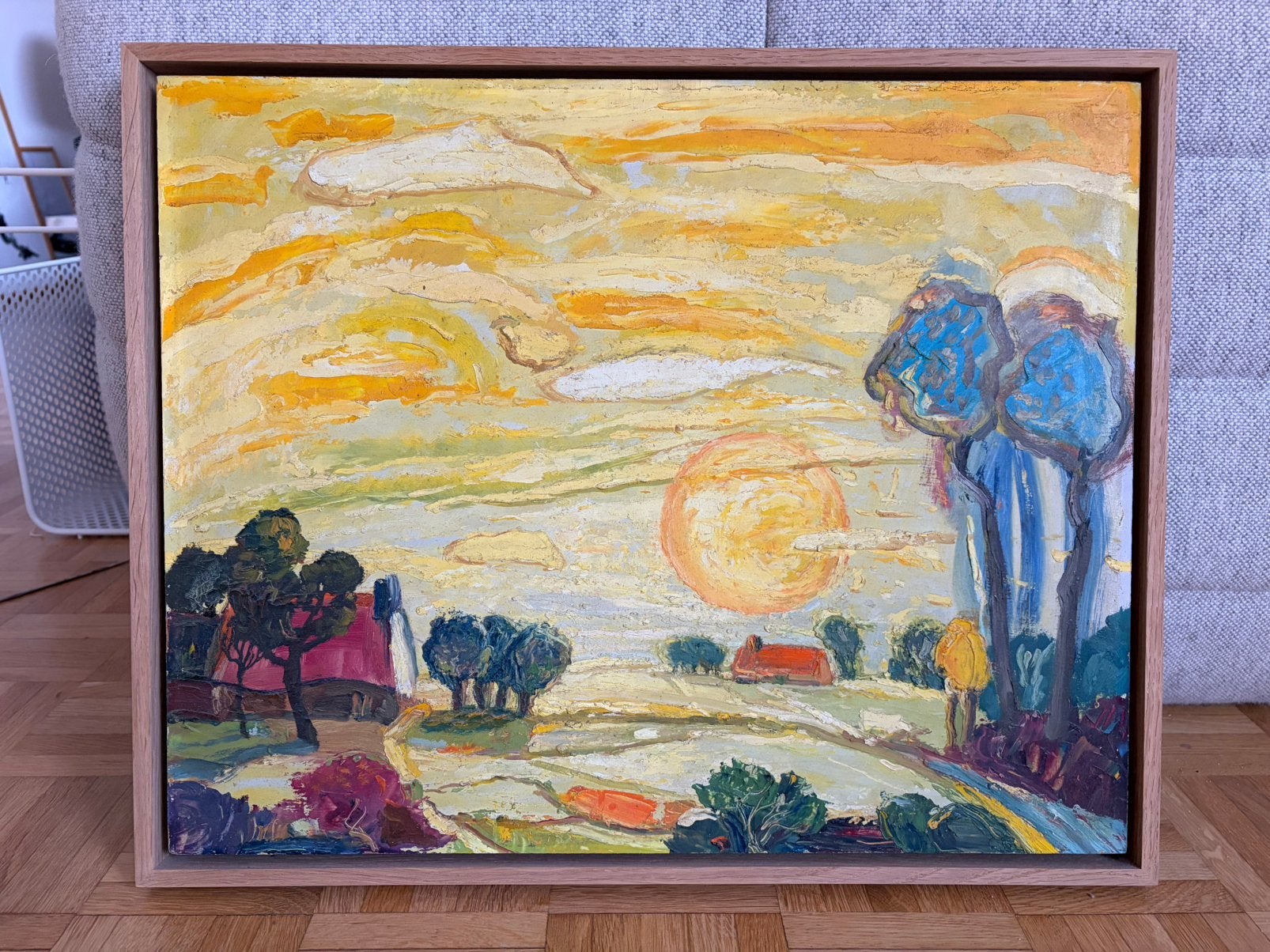 Ondergaande zon (Latemse school), Panneau, Paysage, Expressionniste, Enlèvement