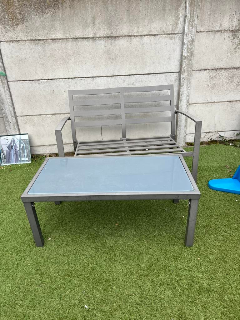 Grande table jardin +. 6 chaises + banc +table, Jardin & Terrasse, Ensembles de jardin, Enlèvement, Comme neuf