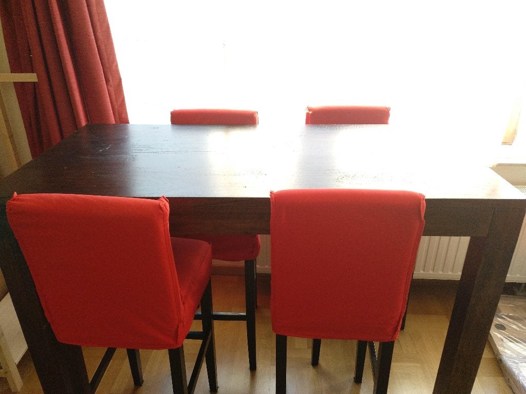 Table haute en bambou + 4 chaises hautes – Maisons du Monde, Enlèvement, Comme neuf, Natural, in bambou, high, rustic, 4 à 6 chaises