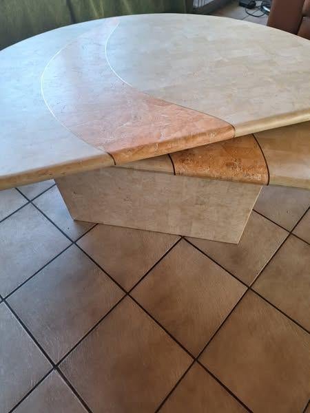 Salontafel in tavertin, Huis en Inrichting, Tafels | Salontafels, Ophalen, Overige materialen, Gebruikt, 100 tot 150 cm