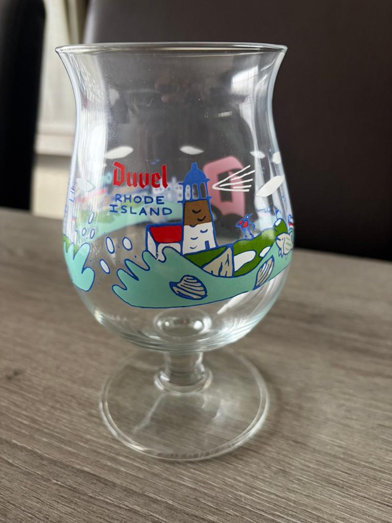 Duvel glas Rhode Island, Verzamelen, Biermerken, Ophalen of Verzenden, Zo goed als nieuw, Duvel