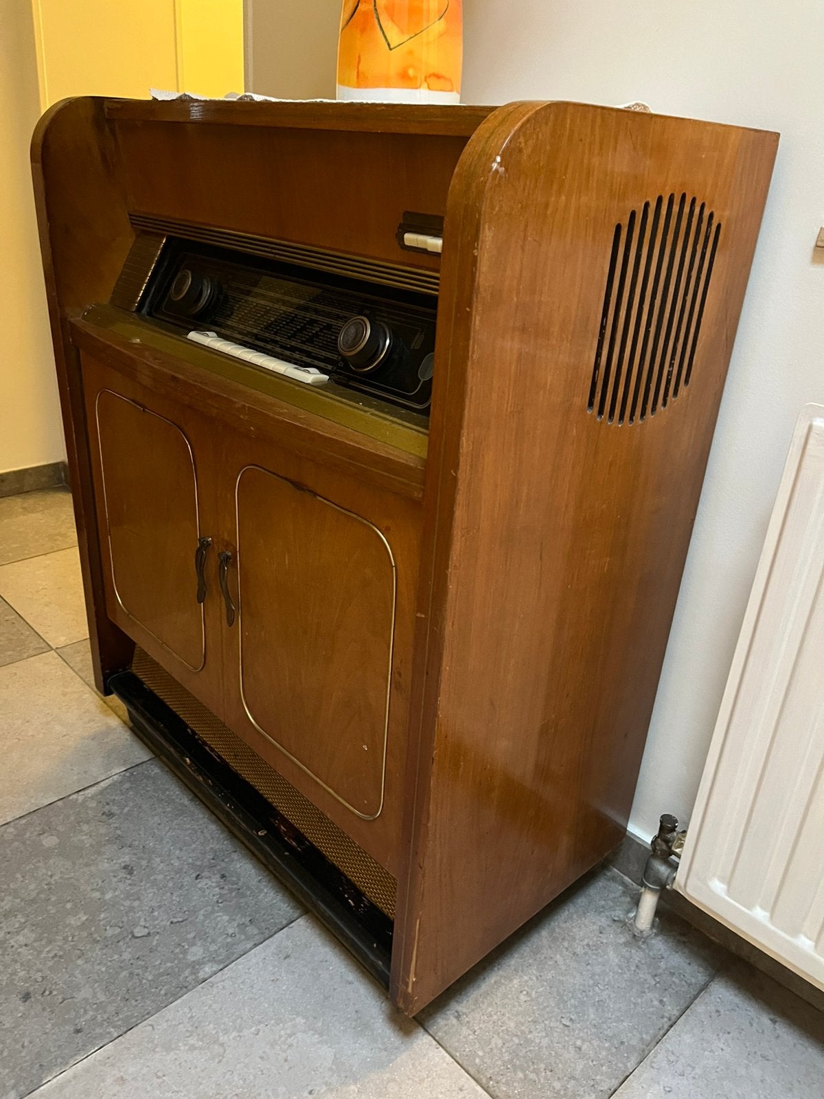 Vintage houten radiokast, Antiek en Kunst, Ophalen
