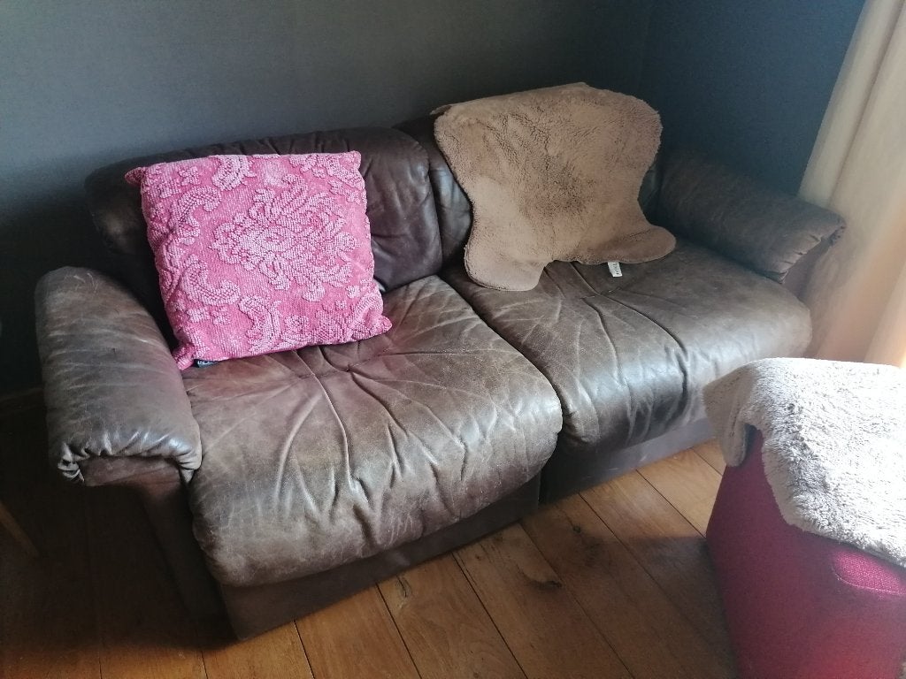 vintage lederen salon merk De Sede, Huis en Inrichting, Ophalen, Gebruikt, Rechte bank, Leer
