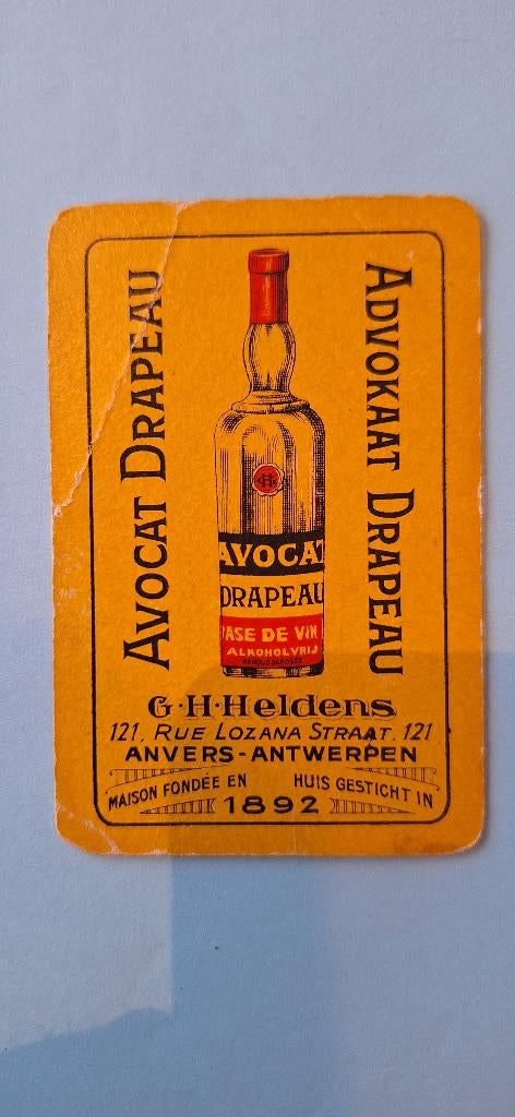 Speelkaart Antwerpen_Heldens Advocaat Drapeau_geel_219, Ophalen of Verzenden, Gebruikt, Speelkaart(en)