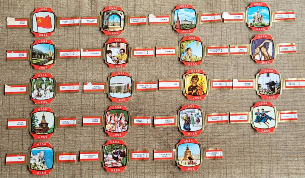 19 oude sigarenbandjes: Sovjet-Unie (U.S.S.R.), Enlèvement ou Envoi, Utilisé, Bagues de cigare