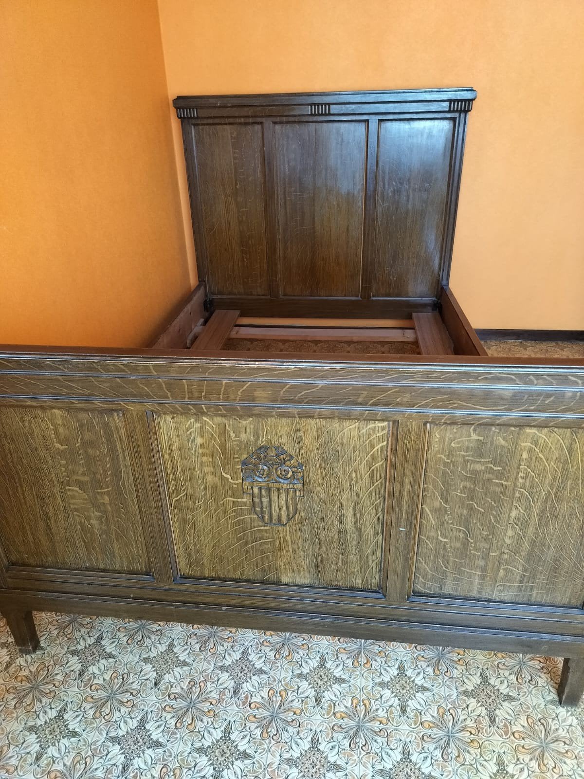 Houten bedframe twijfelaar, Antiek en Kunst, Ophalen