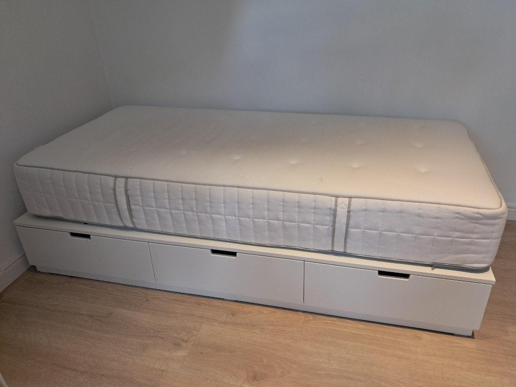 Ikea Nordli eenpersoonsbed, Huis en Inrichting, Ophalen, 90 cm, Eenpersoons, Wit