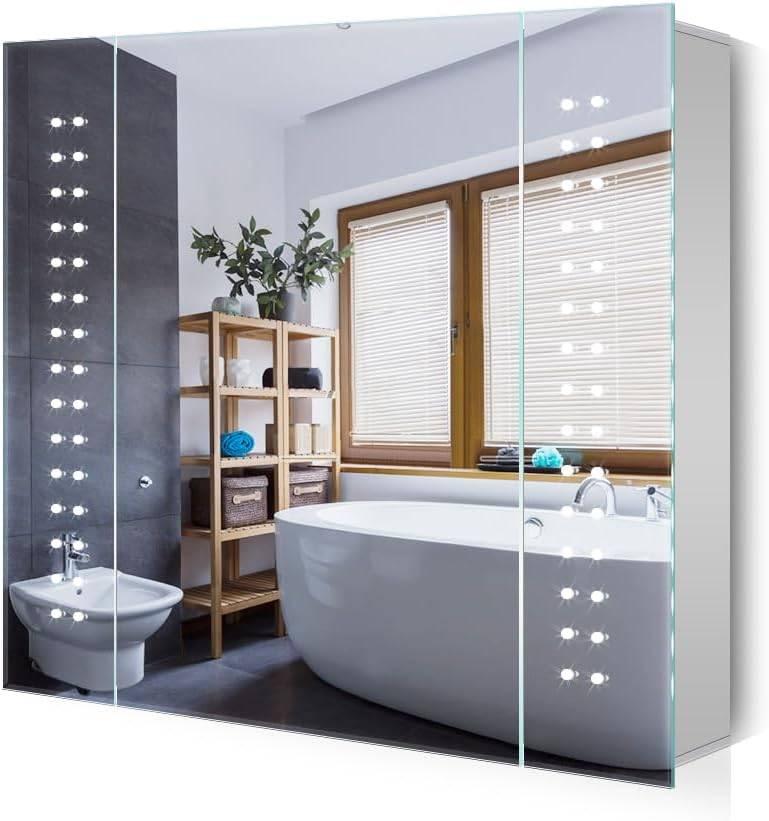 Spiegelkast Razor Socket Anti-condens NIEUW 65 x65, Huis en Inrichting, Badkamer | Badkamermeubels, Nieuw, Spiegelkast, Minder dan 100 cm