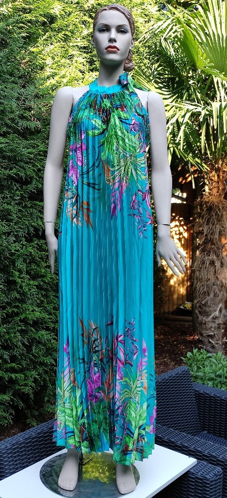 Geplooide Maxi-Zomerjurk "Paradise Days" One Size, Ophalen of Verzenden, Nieuw, Overige kleuren, Onder de knie
