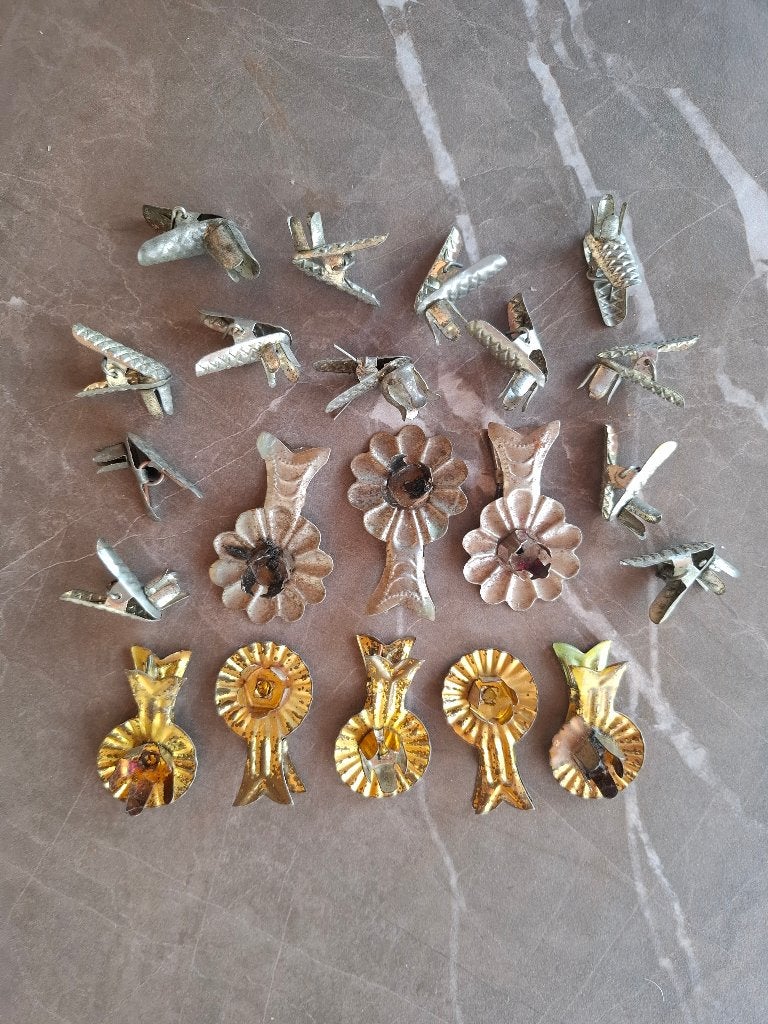 Partij vintage kerstboom kaarsenhouders (21 stuks), Ophalen of Verzenden, Gebruikt
