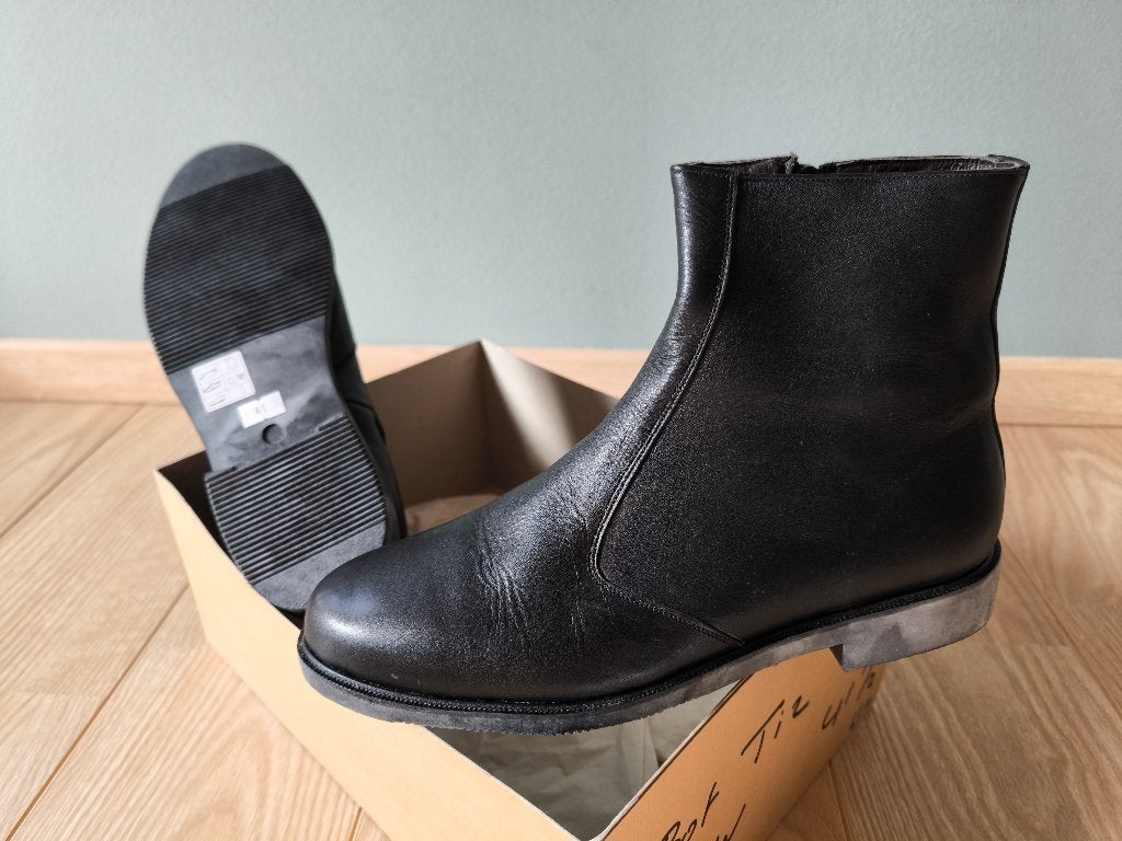 Zwart lederen halflaarsjes    maat 41 ½   (nieuw), Kleding | Heren, Ophalen, Nieuw, Zwart