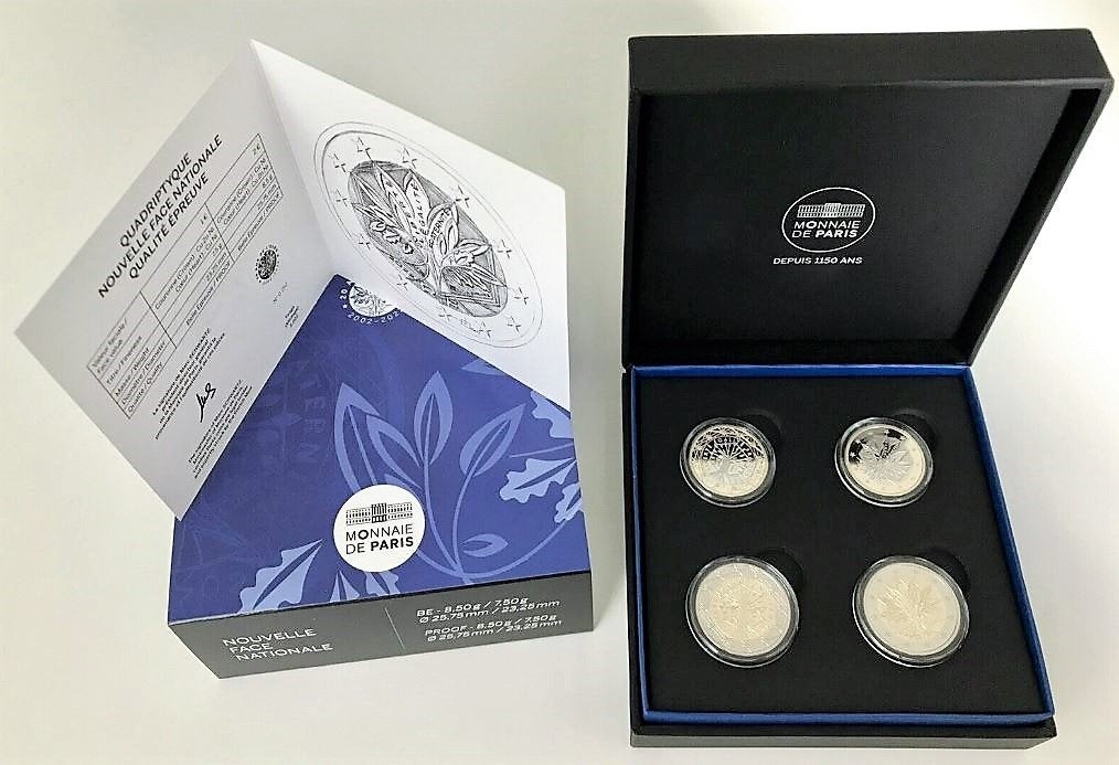 Quadriptyque France 1 + 2 Euro Proof Set 2021 et 2022, Timbres & Monnaies, Monnaies | Europe | Monnaies euro, Série, 2 euros, France