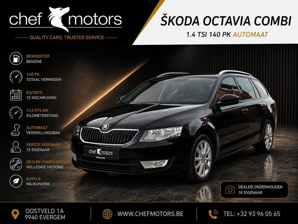 Skoda Octavia 1.4TSI Benzine|Automaat|EersteE.|Ondboekje, Auto's, Skoda, Automaat, Gebruikt, Zwart, Zwart