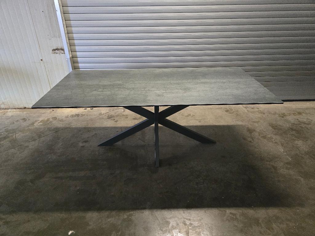 Eettafel rechthoekig 240cm - Keramisch Grijs - X-Poot, Ophalen, Nieuw, Rechthoekig, Overige materialen