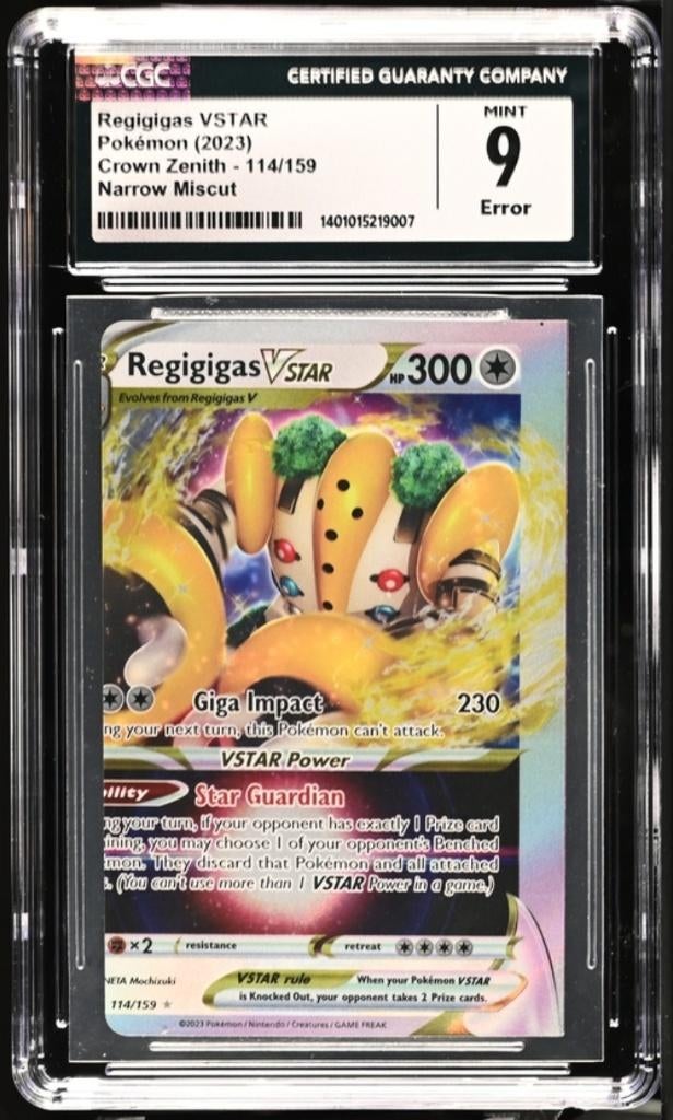 Pokémon graded card (Regigigas VSTAR Crown Zenith 114/159), Ophalen of Verzenden, Nieuw, Losse kaart, Foil