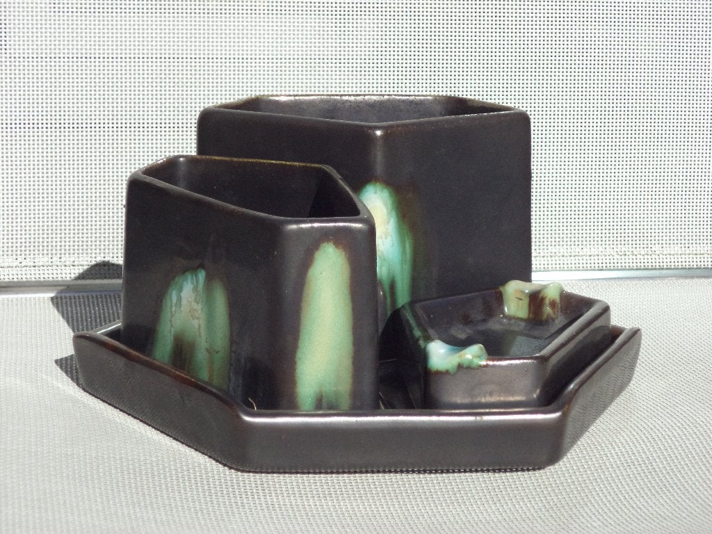 THULIN rookset desktop ART DECO bureau accessoire flambé, Ophalen of Verzenden