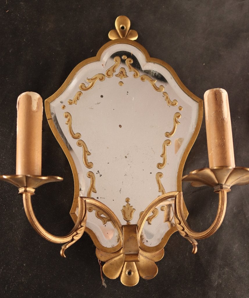 Paar antieke bronzen wandlampen, Antiek en Kunst, Ophalen of Verzenden
