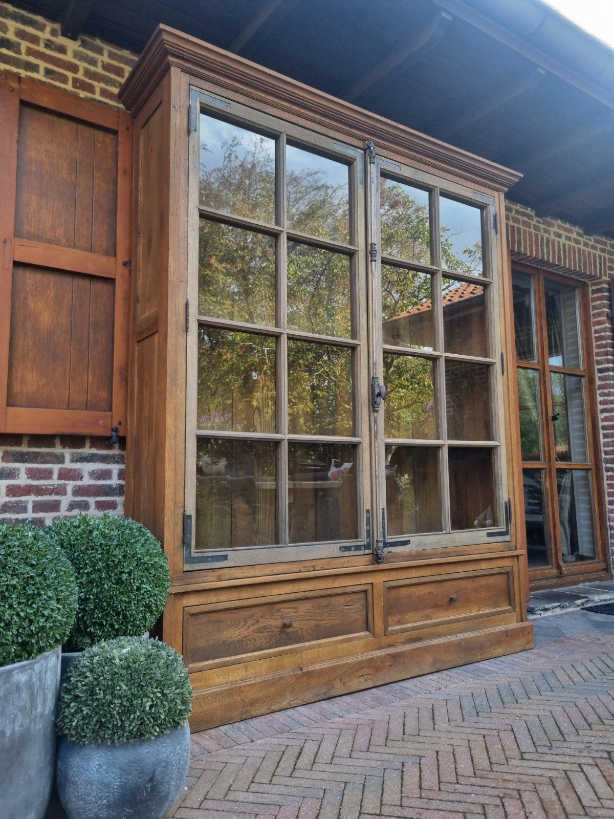 eiken buffetkast/vitrinekast ART:, Ophalen, Gebruikt, 200 cm of meer, .