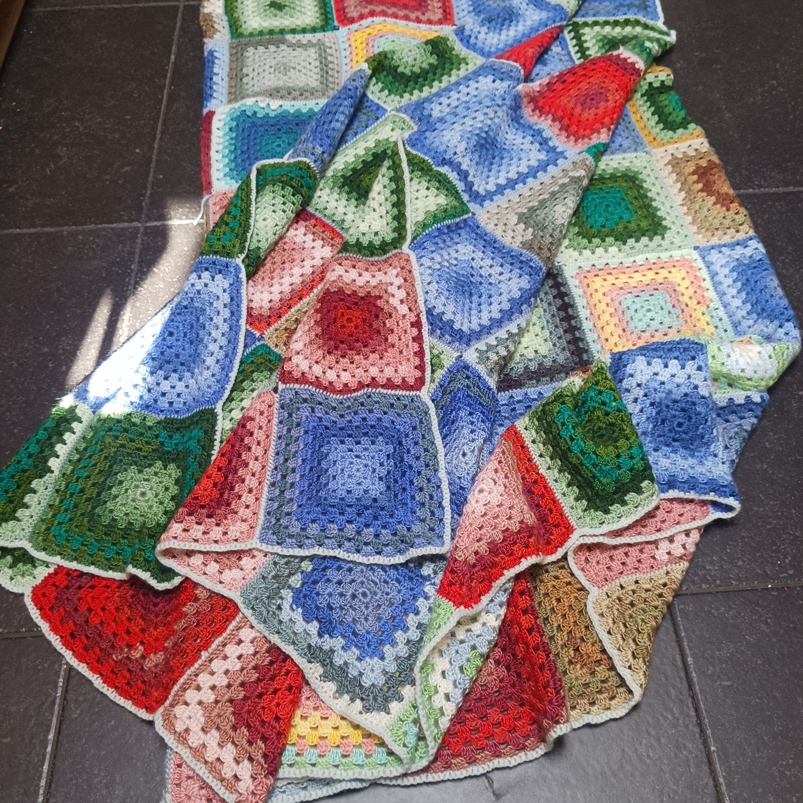 Plaid carré/plaid XXL pour nounou fait main, Enlèvement ou Envoi, Plaid, Multicolore