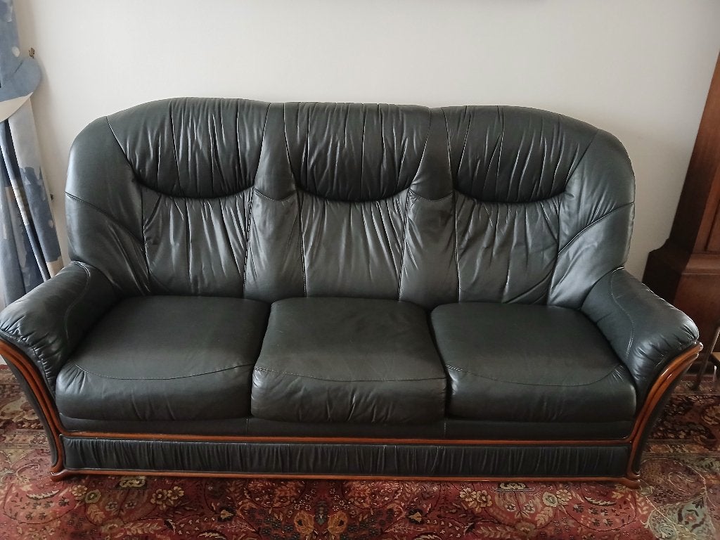 Lederen salon, Huis en Inrichting, Zetels | Complete zithoeken, Ophalen, Gebruikt