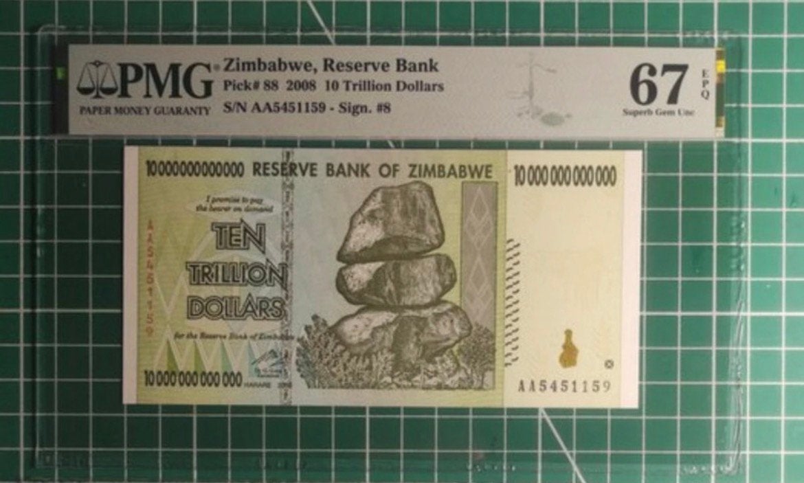 Billet Zimbabwe 10 Trillion dollars PMG 67, Enlèvement ou Envoi, Zimbabwe, Billets en vrac