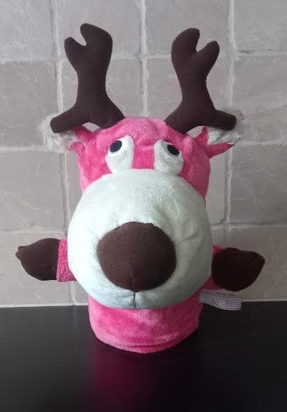 Handpop Hert 33 cm, Ophalen of Verzenden, Zo goed als nieuw, Roze, Wasbaar