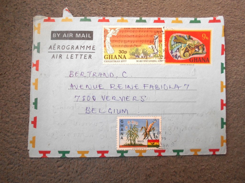 ancien aerogramme lettre origine Ghana ,timbres1979 Afrique, Enlèvement ou Envoi