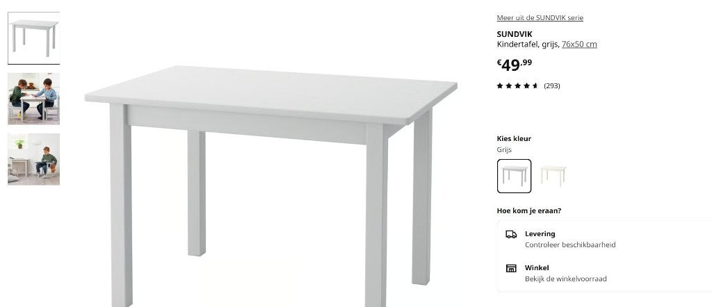 Ikea kindertafeltjes 76/50 cm, Kinderen en Baby's, Ophalen, Gebruikt, Tafel(s)