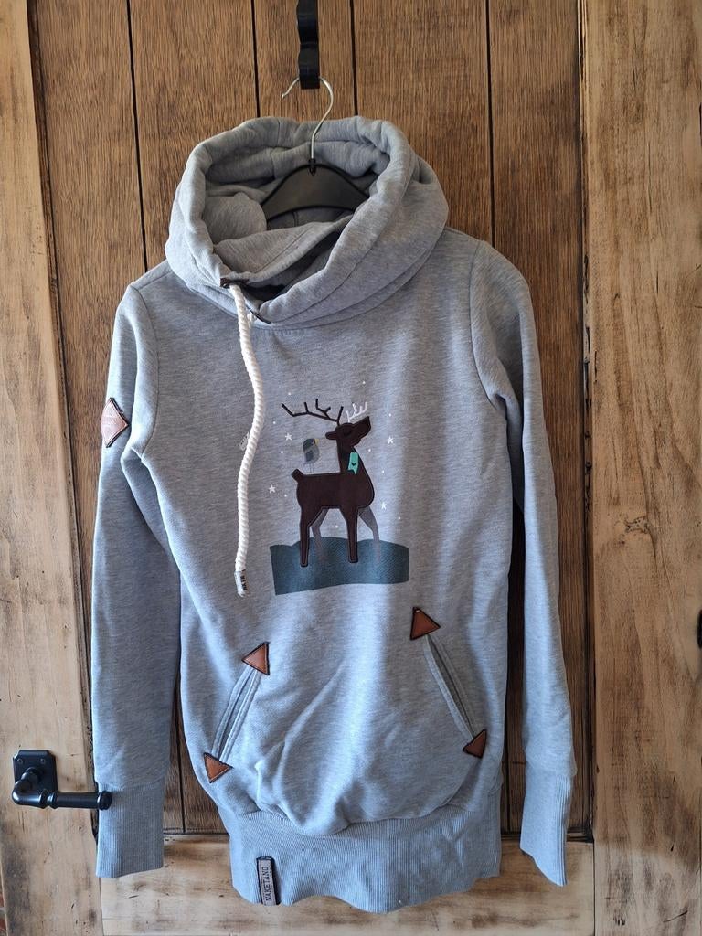 grijze hoodie van het merk Naketano, Kleding | Dames, Truien en Vesten, Zo goed als nieuw, Maat 34 (XS) of kleiner, Grijs, Ophalen of Verzenden