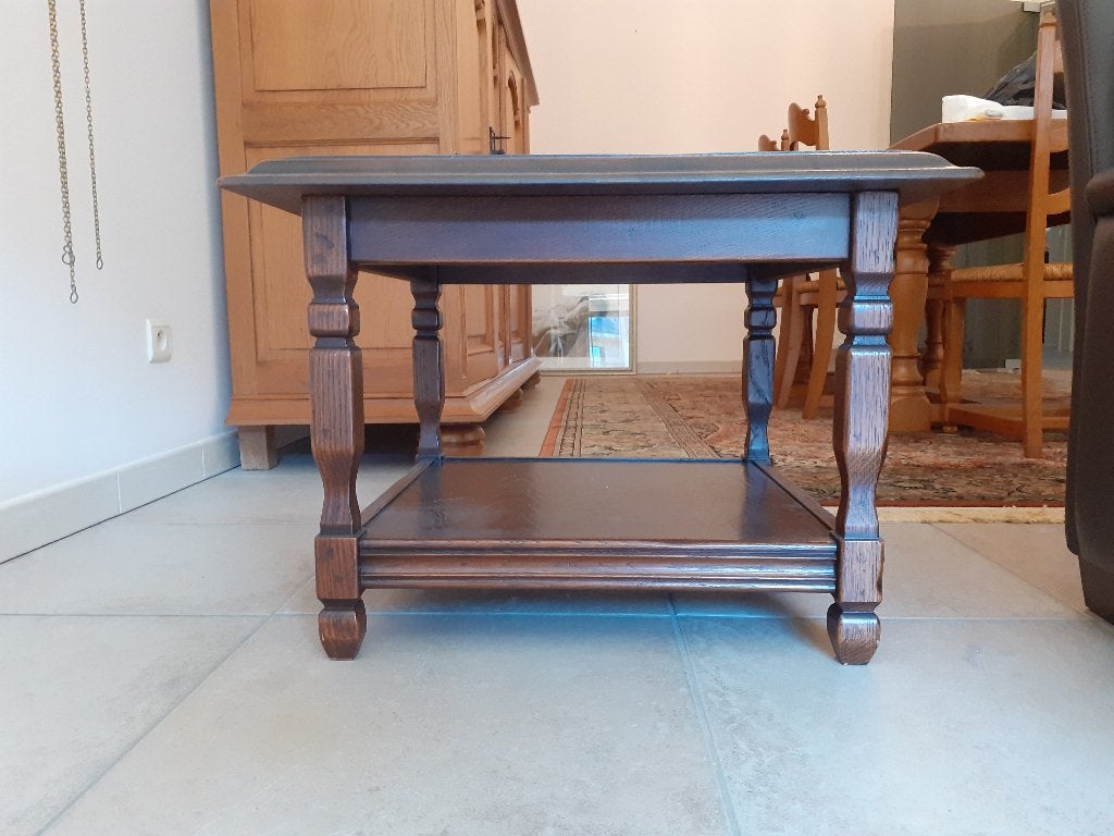 Eiken Salontafel / Bijzettafel met Onderblad – Massief Hout, Ophalen